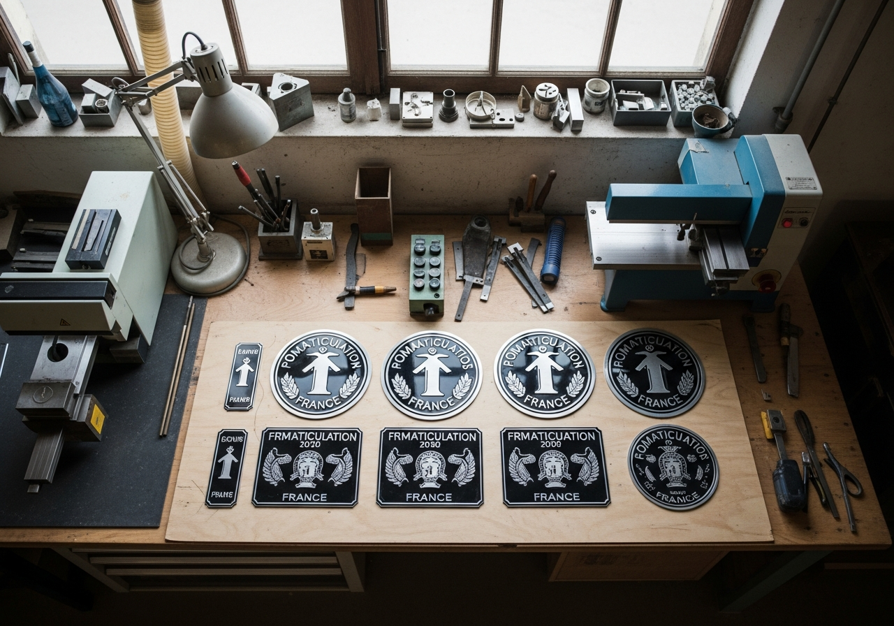 Représentation graphique des étapes pour obtenir une plaque d'immatriculation